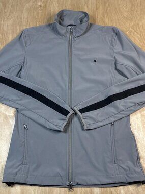 J. Lindeberg Mens Gray Full Zip Long Sleeve Golf Performance Jacket Size Large